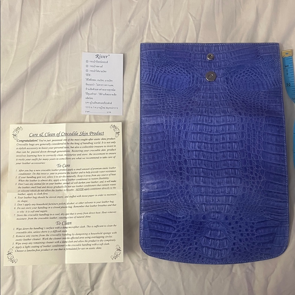 River Crocodile Skin Wallet Periwinkle-Blue - Picture 8 of 9